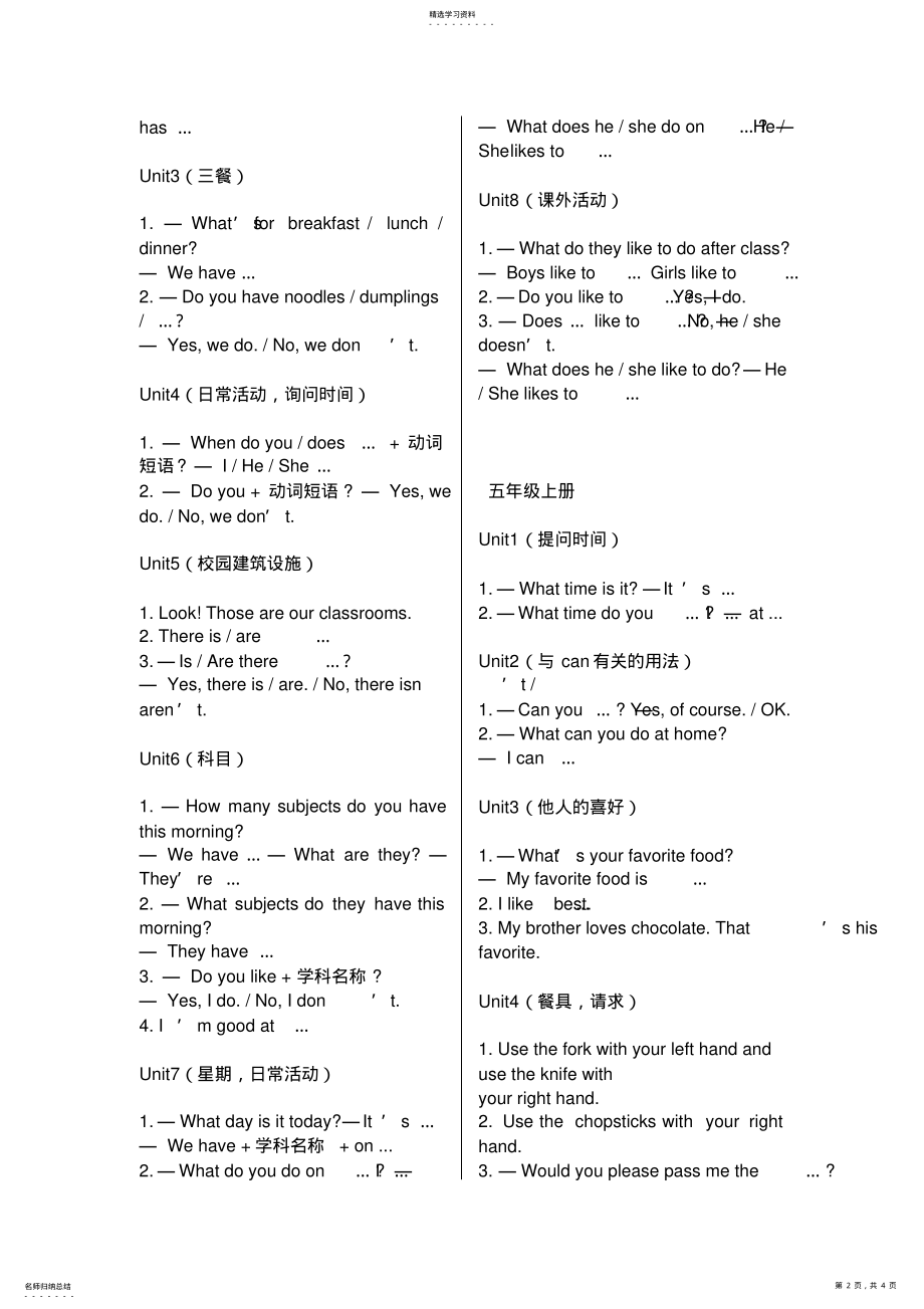 2022年陕旅版三至六年级上册重点句型汇总 2.pdf_第2页