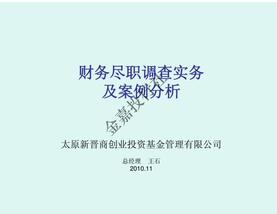 商业计划书和可行性报告 经典财务分析案例表格分析 财务尽职调查实务及案例分析.pdf_第1页