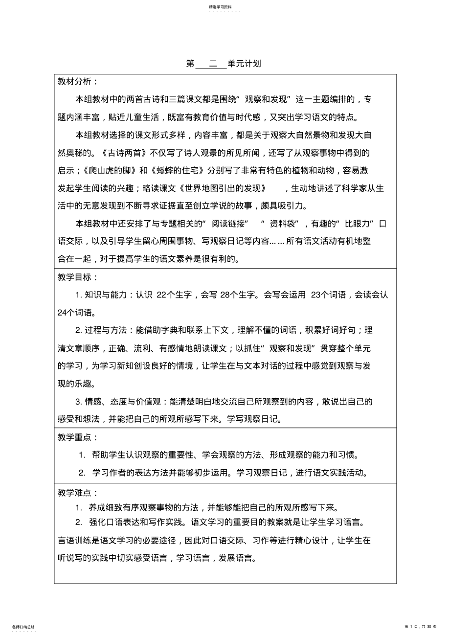 2022年四年级语文第二单元 .pdf_第1页