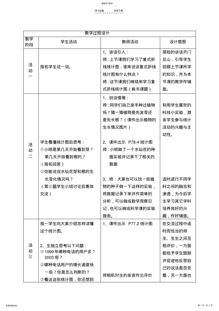 2022年复式折线统计图练习课教学设计 .pdf_第2页