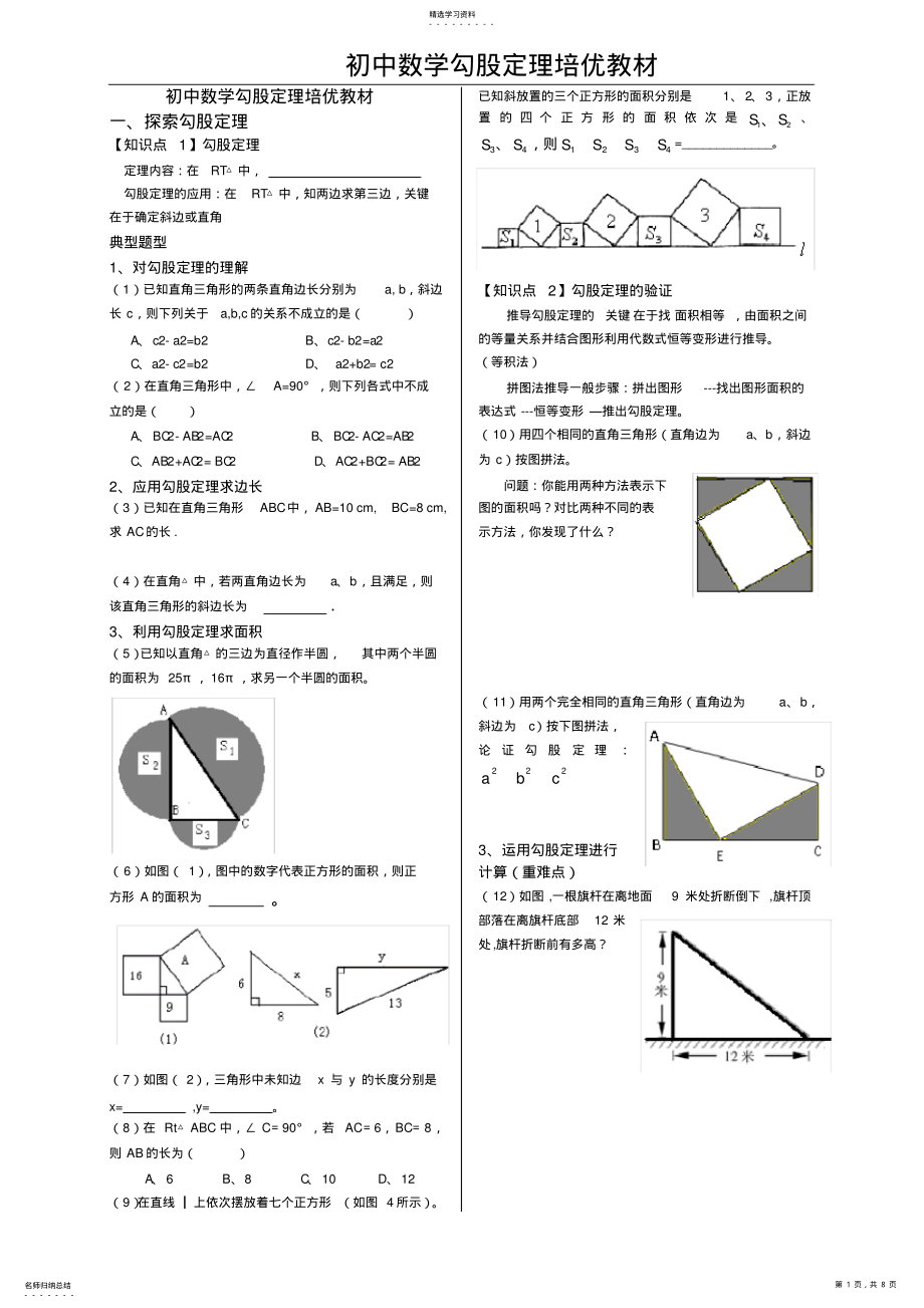 2022年初中数学培优教材勾股定理专题 .pdf_第1页