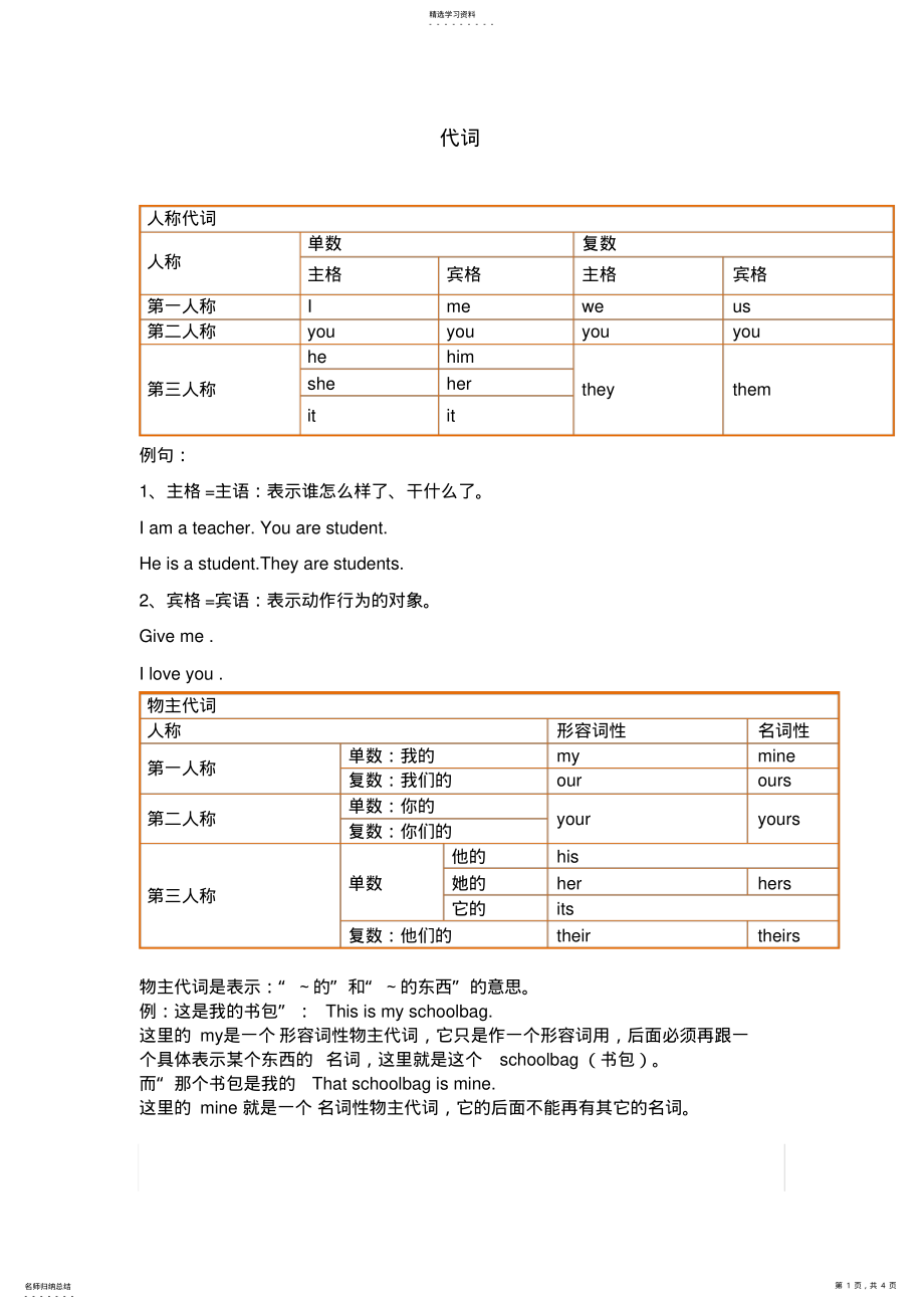 2022年初中英语人称代词讲解与练习题 .pdf_第1页