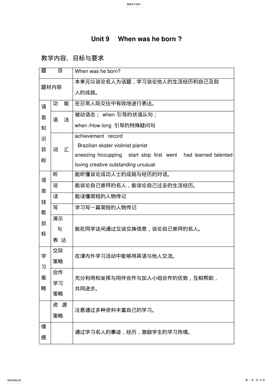 2022年初二英语教案八年级英语Unit9教案 .pdf_第1页