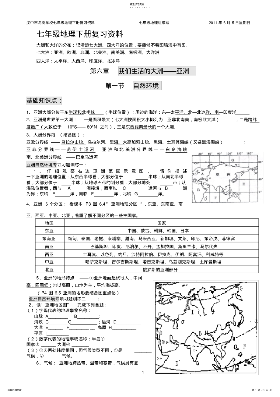 2022年六年级地理下册知识点梳理 .pdf_第1页