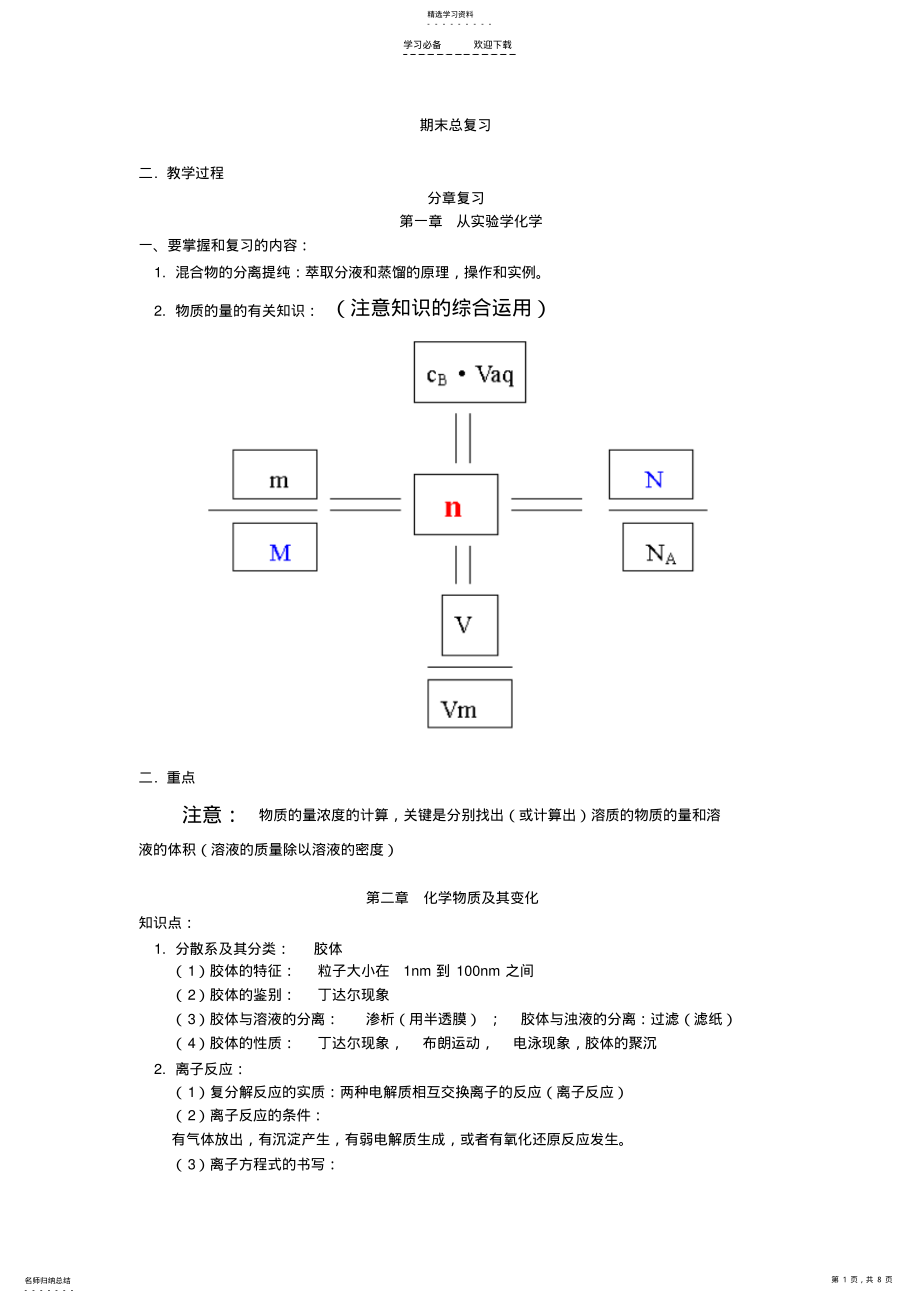 2022年高一化学期末总复习 .pdf_第1页