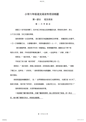 2022年小学六年级语文阅读专项训练题 .pdf