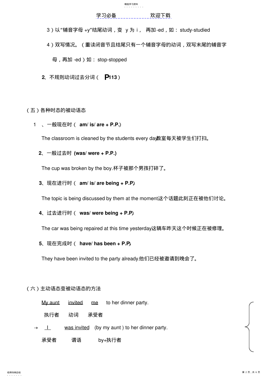 2022年被动语态知识点归纳及练习 .pdf_第2页