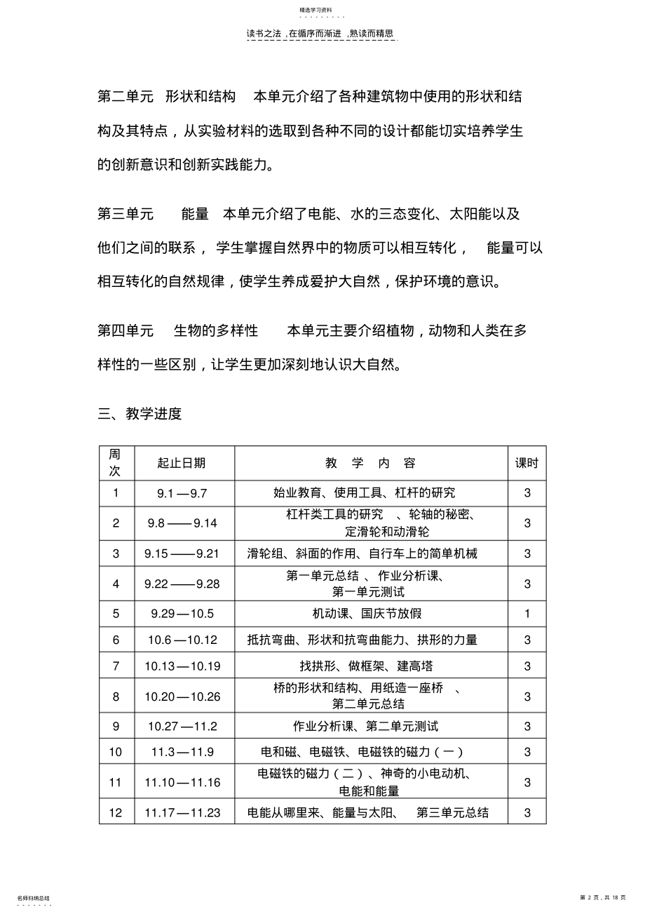 2022年小学科学六年级上册教育教学计划 .pdf_第2页