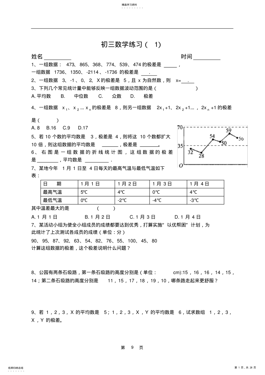 2022年初三数学练习试卷 .pdf_第1页