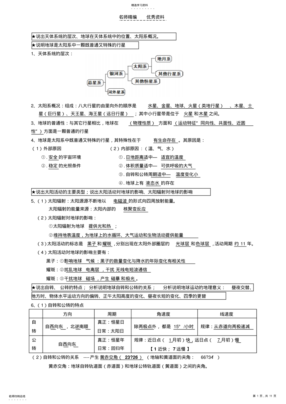 2022年地理必修一知识点复习 .pdf_第1页