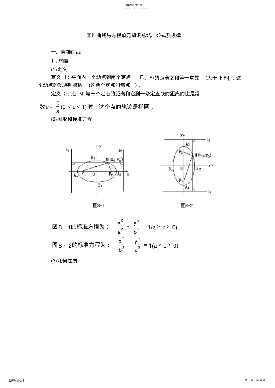 2022年圆锥曲线与方程单元知识总结 2.pdf_第1页