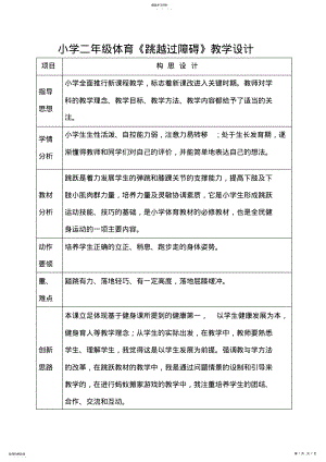 2022年小学二年级体育《跳越过障碍》教学设计 .pdf