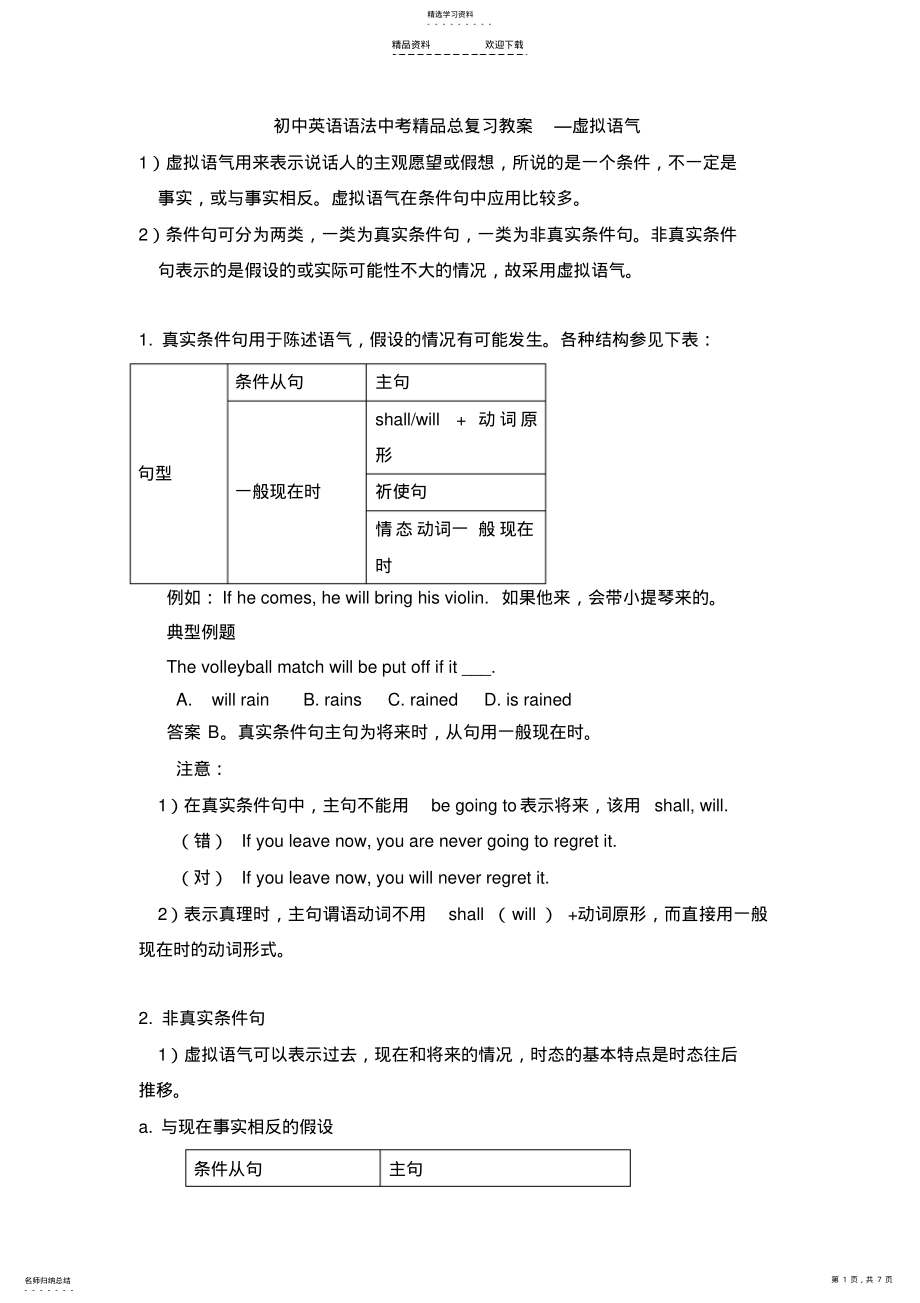 2022年初中语法之虚拟语气 .pdf_第1页