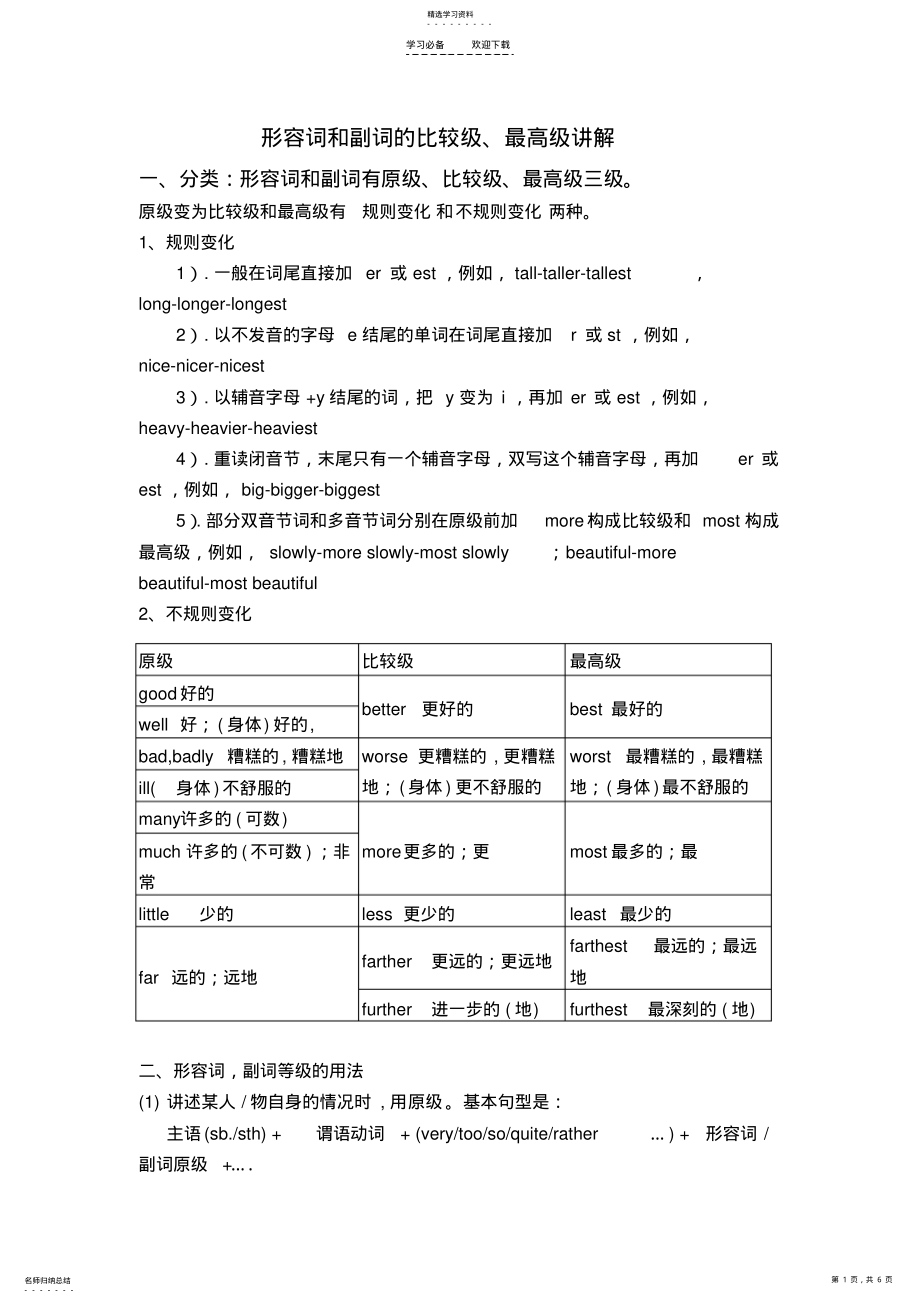 2022年英语语法—形容词副词比较级最高级讲解 .pdf_第1页