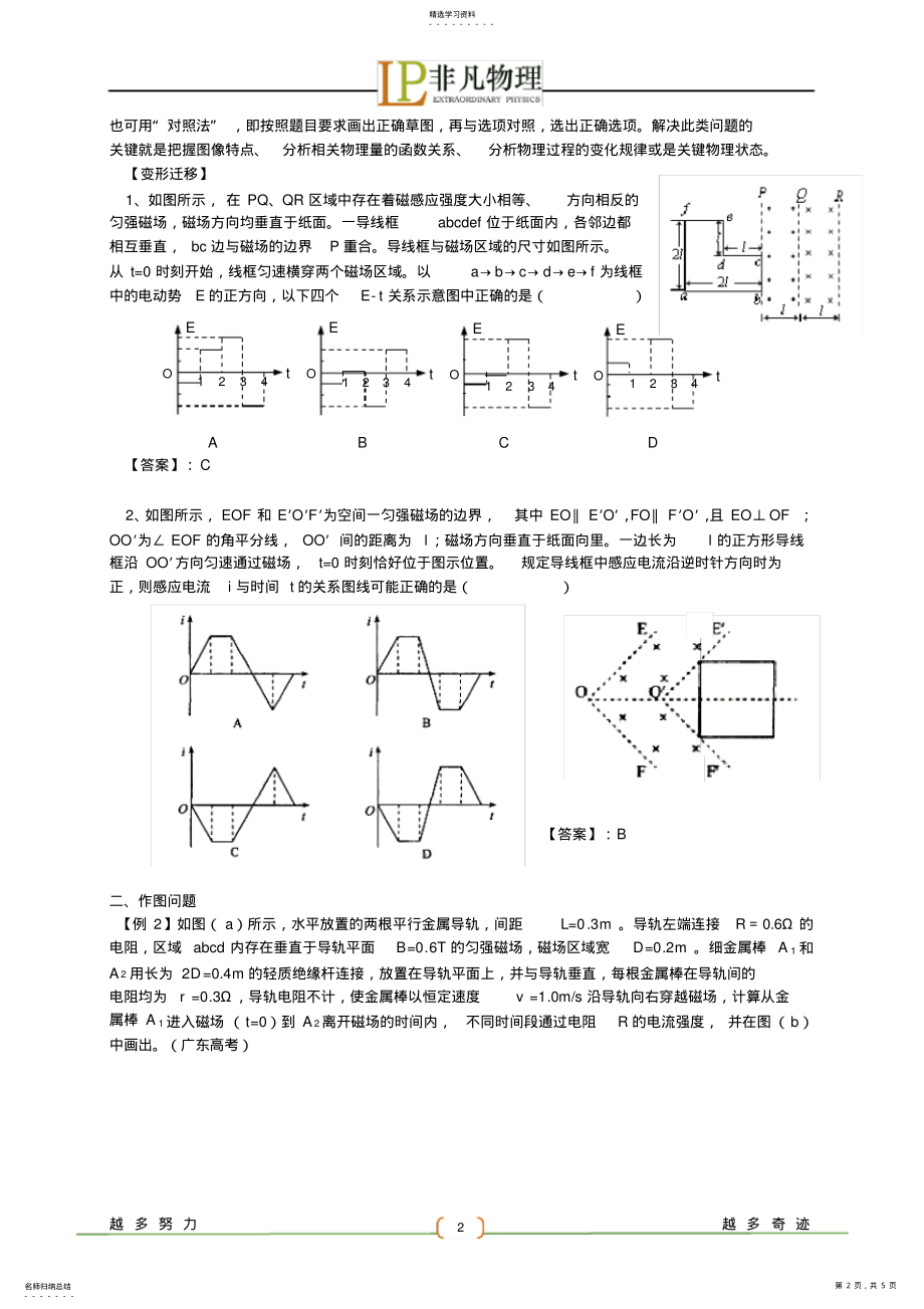 2022年完整word版,经典总结电磁感应：专题1：电磁感应图像问题 .pdf_第2页