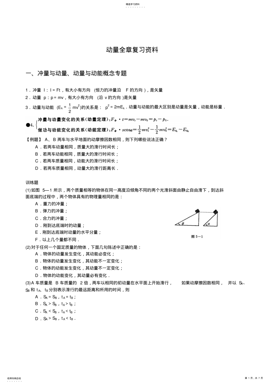 2022年动量全章总结复习 .pdf_第1页