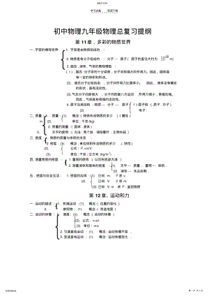 2022年初中九年级物理总复习提纲 .pdf