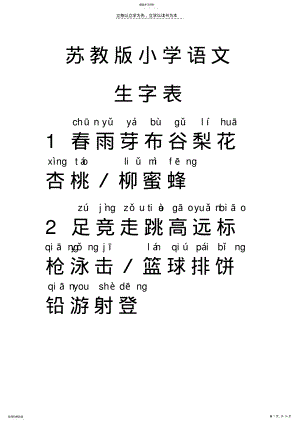 2022年苏教版小学语文一年级下册生字表 .pdf