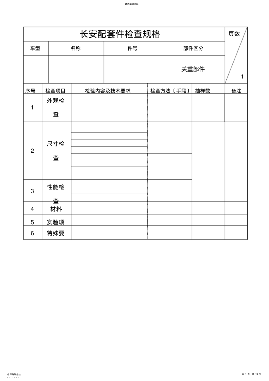 2022年长安汽车焊接总成检查验收技术条件 .pdf_第1页