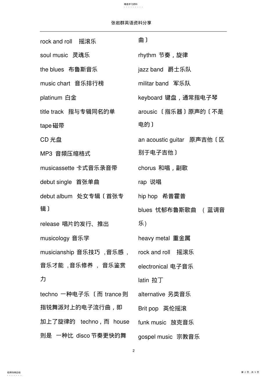 2022年音乐类英语词汇 .pdf_第2页