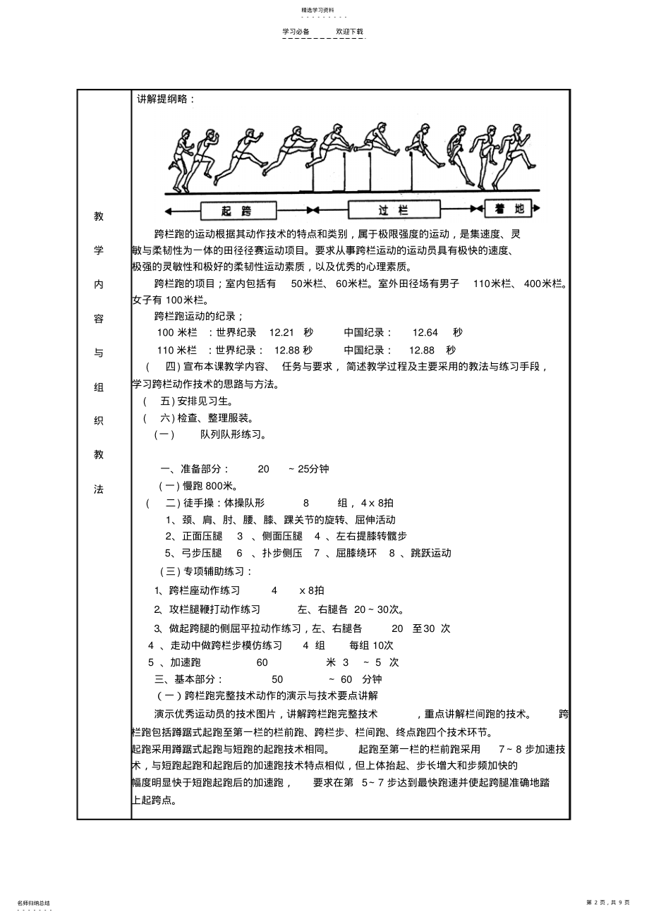 2022年跨栏跑技术教学授课教案 .pdf_第2页