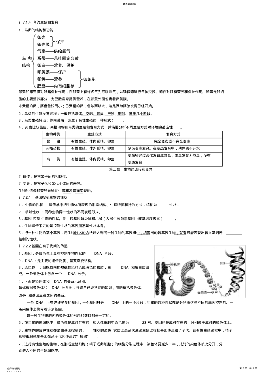 2022年完整word版,八年级下册生物复习资料 .pdf_第2页