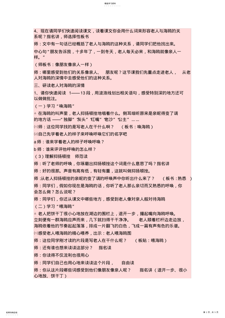 2022年老人与海鸥公开课详细教案 .pdf_第2页