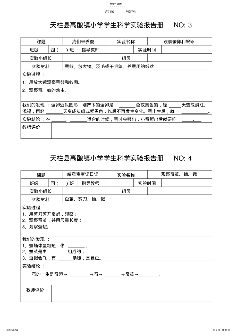 2022年苏教版小学四年级科学下册实验报告册 .pdf_第2页