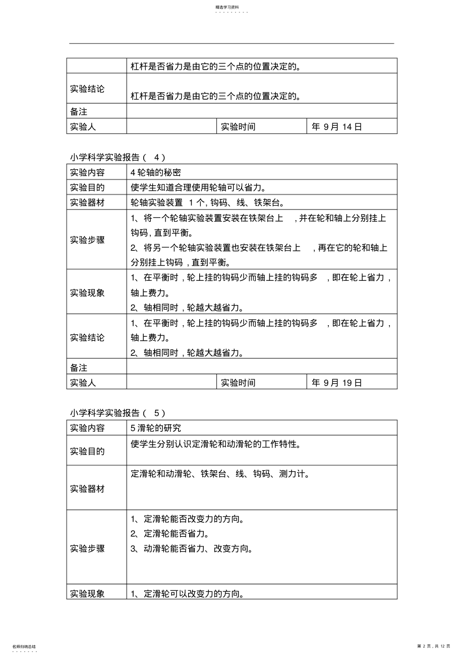 2022年小学六年级科学上册实验报告 .pdf_第2页