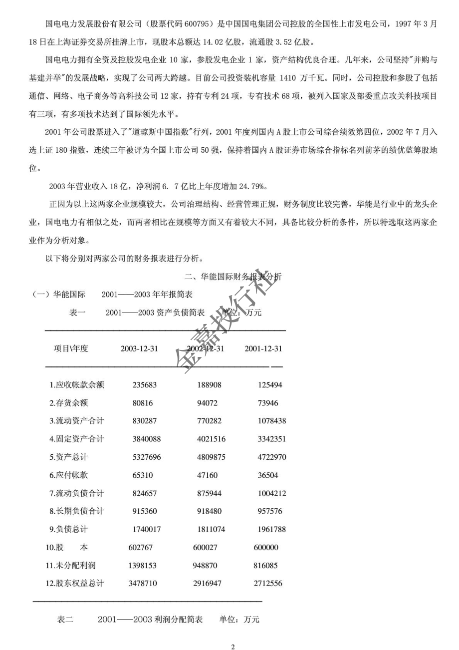 商业计划书和可行性报告 经典财务分析案例表格分析 财务报表分析案例.pdf_第2页