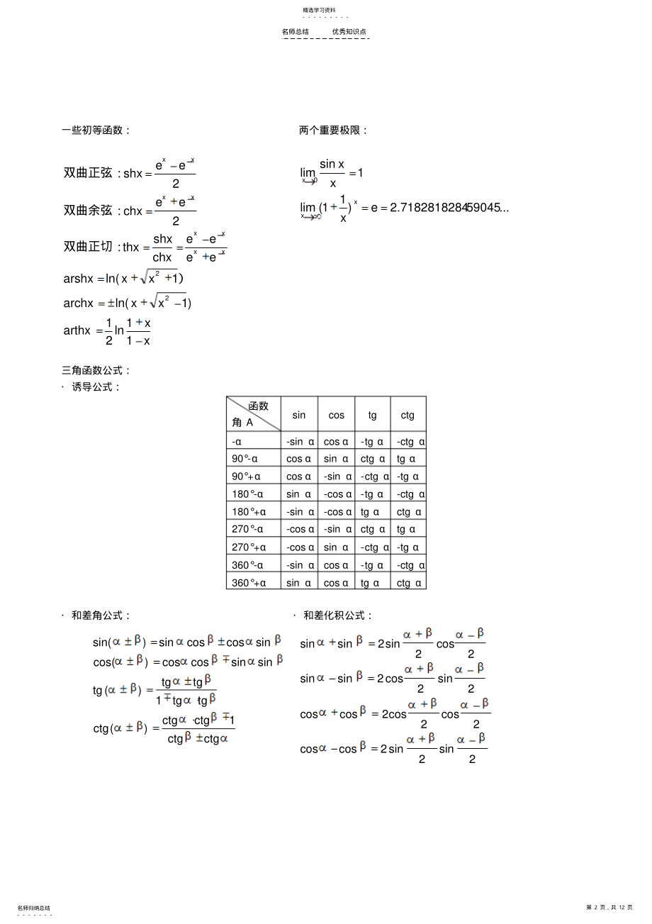 2022年考研高等数学知识点总结 .pdf_第2页