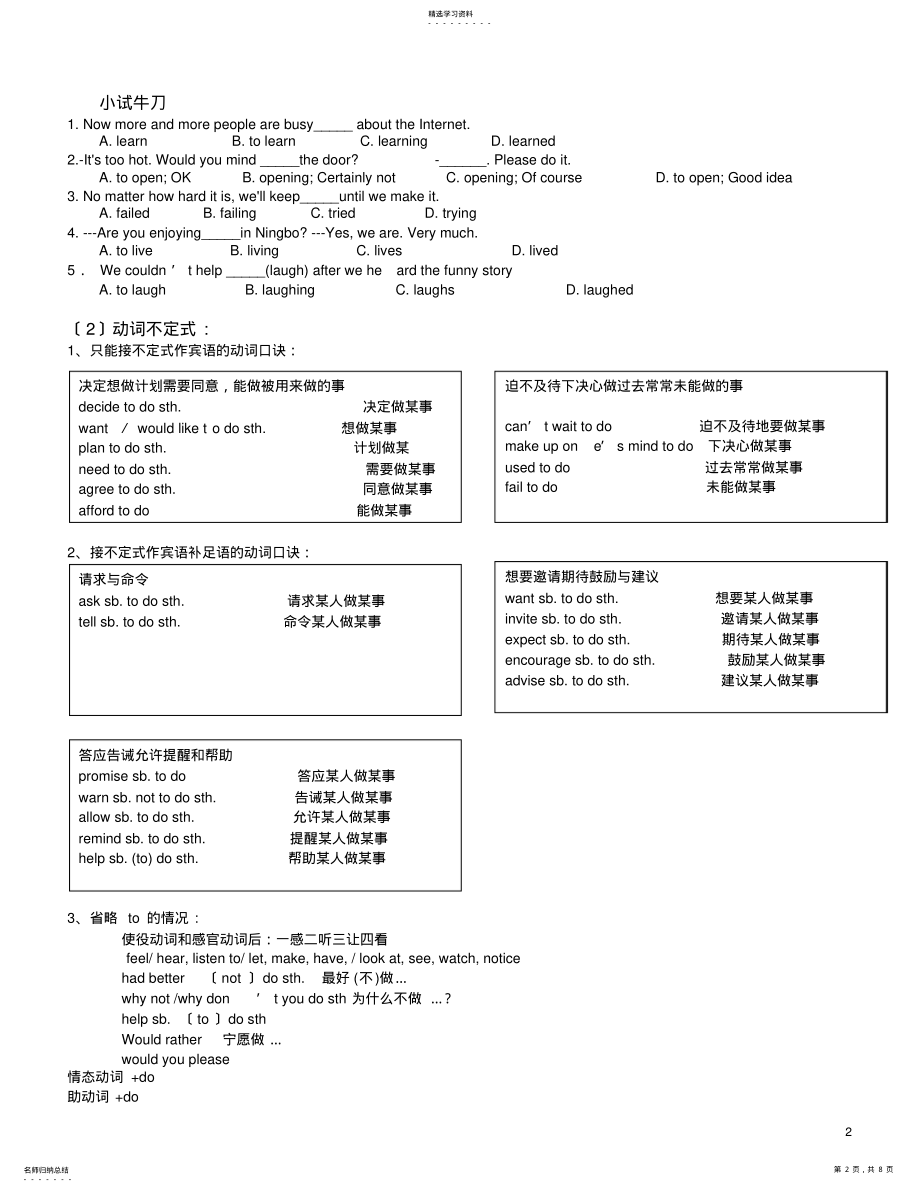 2022年非谓语动词讲解和练习 .pdf_第2页