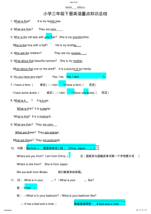 2022年小学三年级下册英语重点知识总结 .pdf