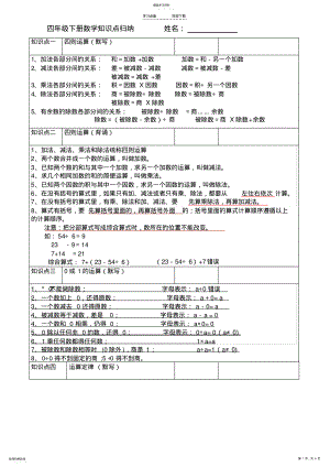 2022年四年级下册数学素材知识点归纳人教新课标 .pdf