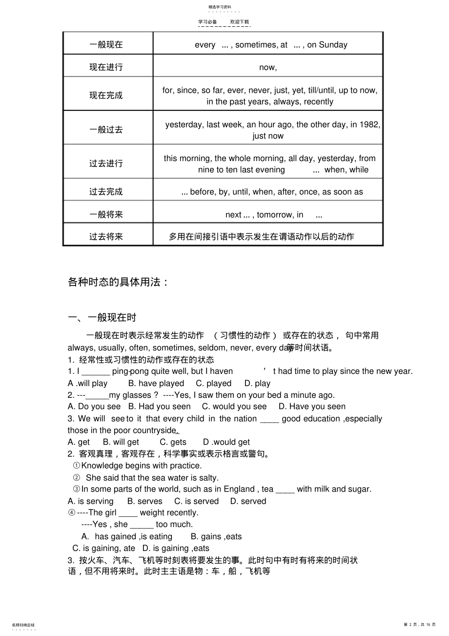 2022年动词时态语态专项 .pdf_第2页