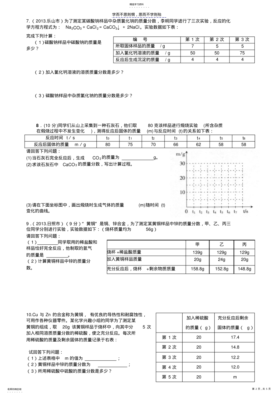 2022年初三化学计算题训练 .pdf_第2页