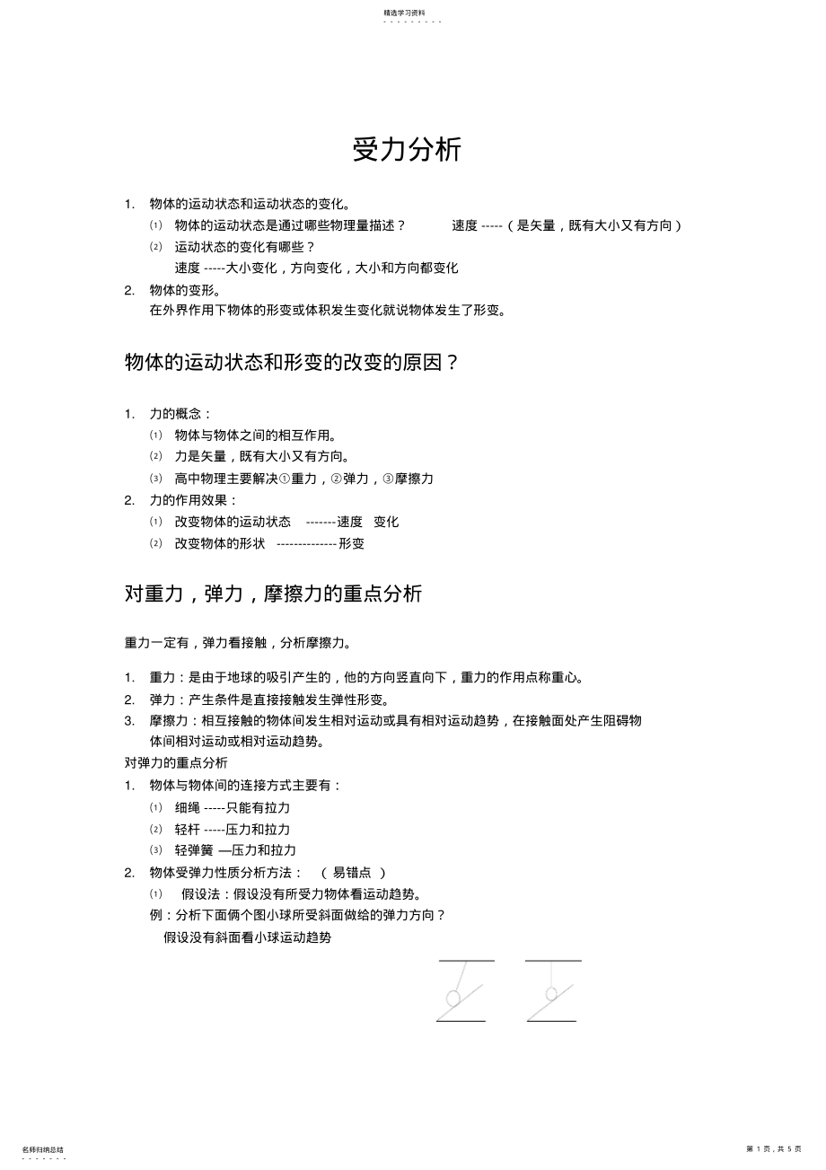 2022年受力分析知识点总结 .pdf_第1页