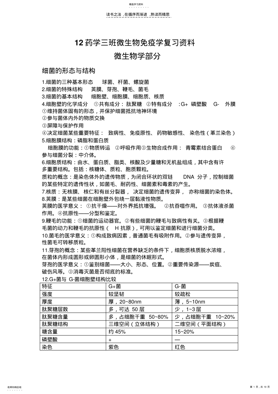 2022年药学三班微生物免疫学复习资料 .pdf_第1页