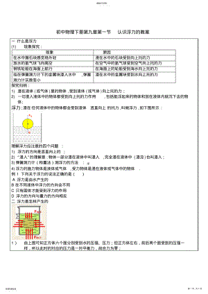 2022年初中物理下册第九章第一节认识浮力的教案 .pdf