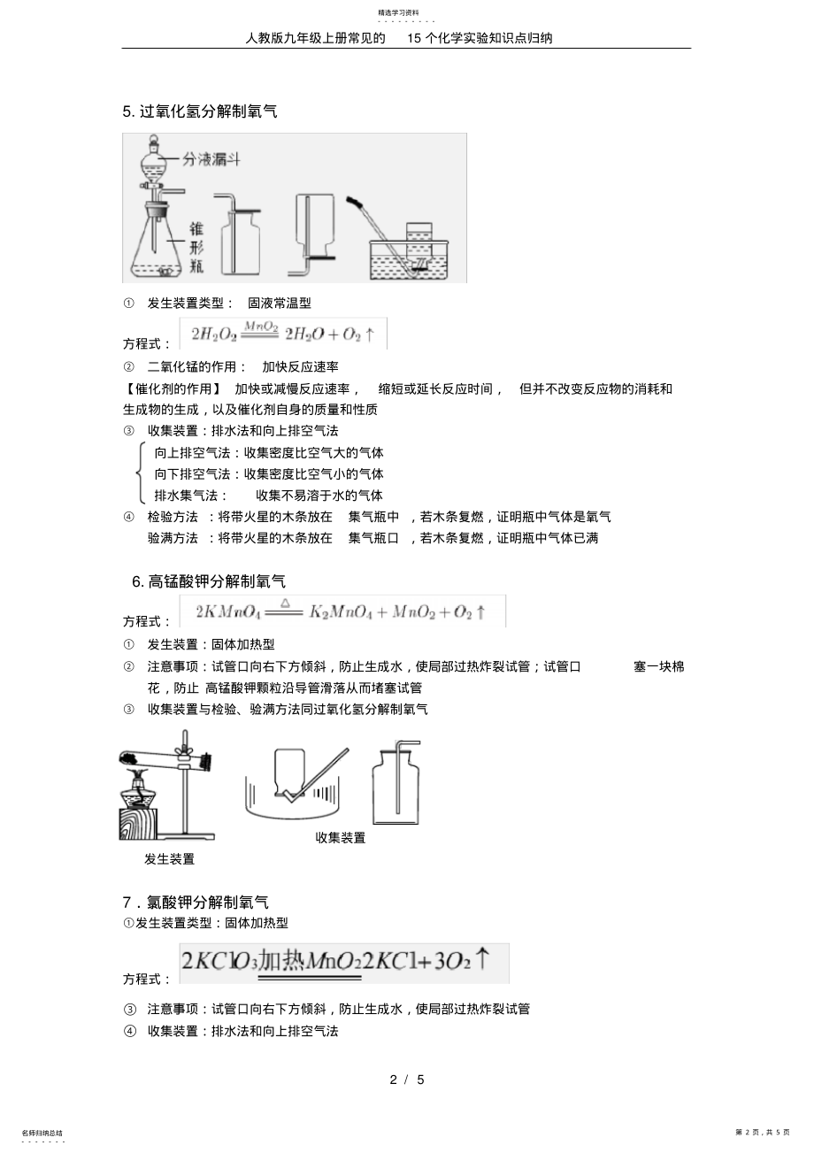 2022年完整word版,人教版九年级上册常见的15个化学实验知识点归纳 .pdf_第2页