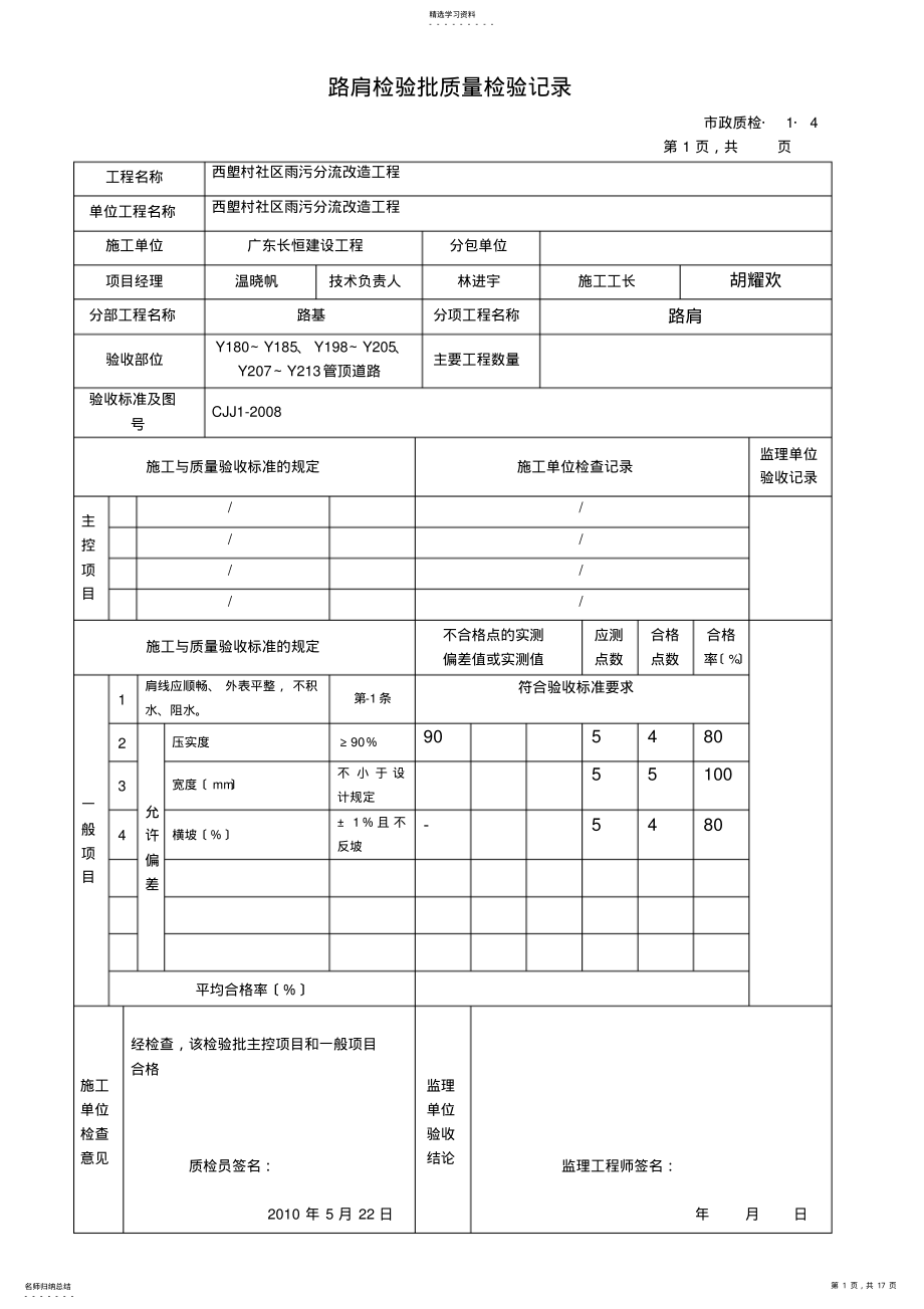 2022年路肩检验批质量检验记 .pdf_第1页