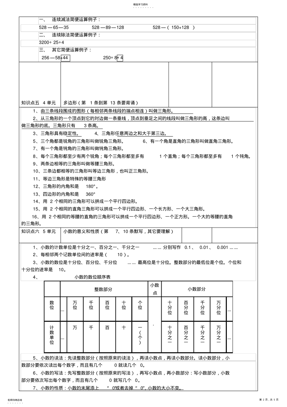 2022年青岛版四年级下册数学复习全部单元知识点总结 .pdf_第2页