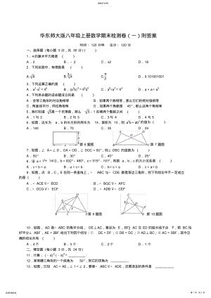 2022年华东师大版八年级上册数学期末检测卷附答案2 .pdf