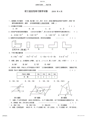 2022年初三适应性练习数学试卷 .pdf