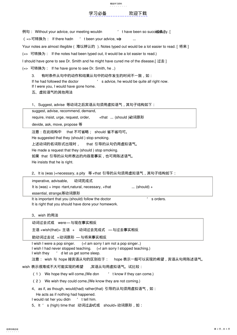 2022年初三英语虚拟语气讲解及练习题 .pdf_第2页