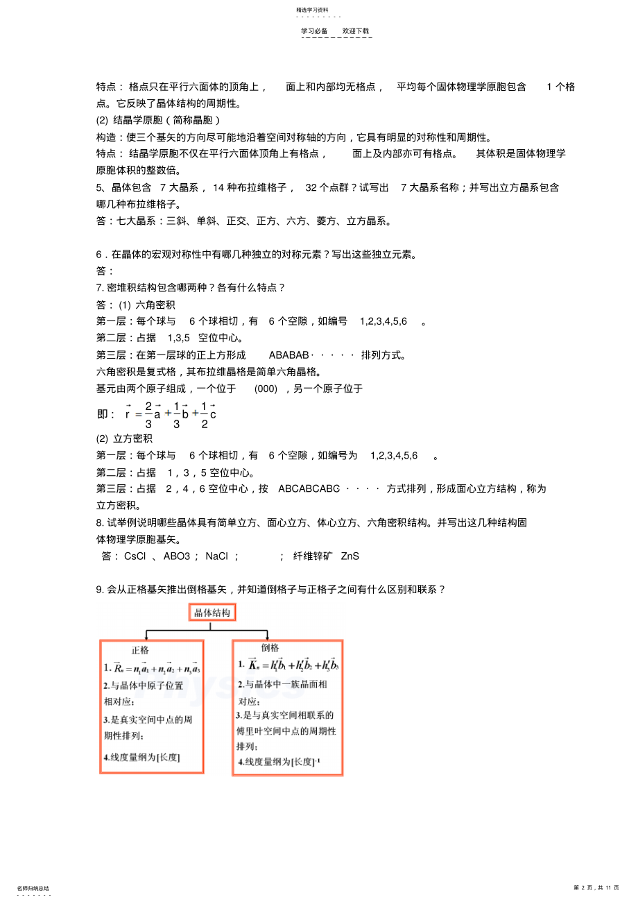 2022年固体物理_复习重点 .pdf_第2页