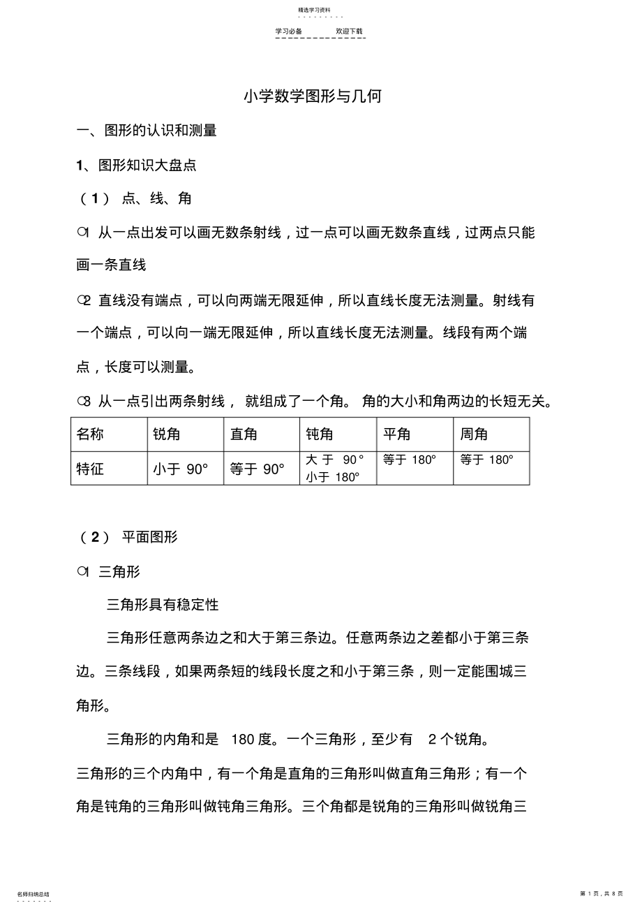 2022年小学数学总复习-图形与几何 .pdf_第1页