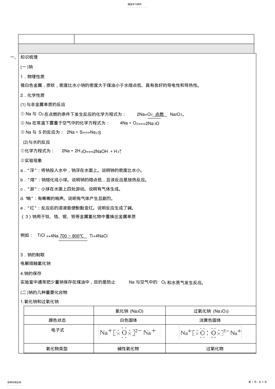 2022年完整word版,钠镁及其化合物知识点 .pdf_第1页