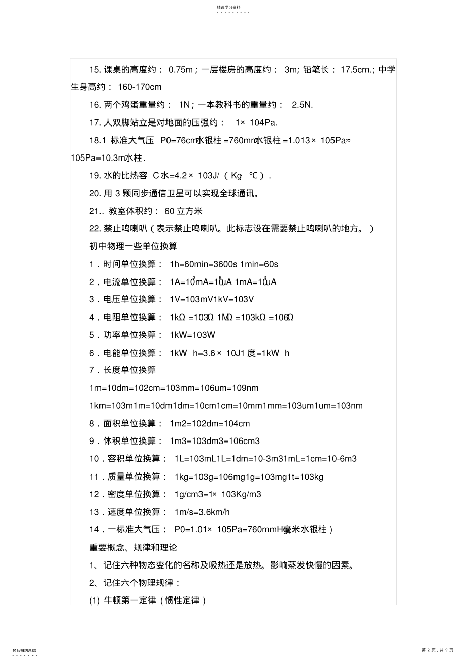 2022年初中物理知识点归纳总结大全 .pdf_第2页