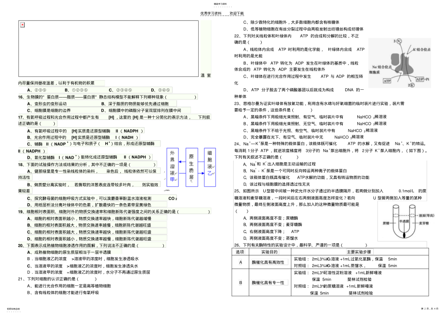 2022年高一上期末生物试卷 .pdf_第2页